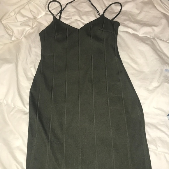 Topshop Dresses & Skirts - Olive green bodycon dress with a chain